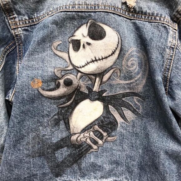 Disneystore jack skully denim jacket EUC XXS(2/3Y) - Picture 1 of 8